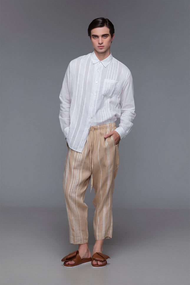 Elden - Low Crotch Drawstring Pants with Ribbon Applique