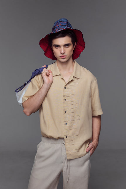 Ingram - Multicolor Hand Stitch Detailing Camp Shirt