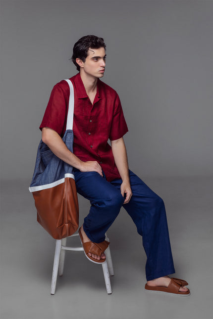 Eddy - Dual Color Hand Stitchdetailing Camp Shirt