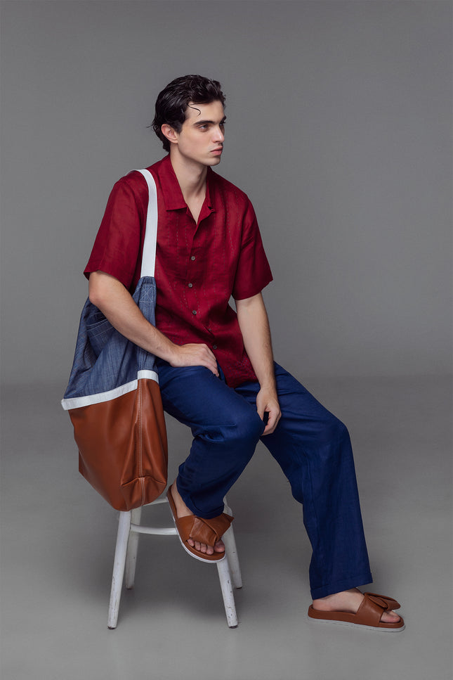 Eddy - Dual Color Hand Stitchdetailing Camp Shirt