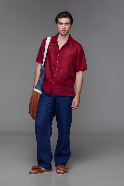 Eddy - Dual Color Hand Stitchdetailing Camp Shirt