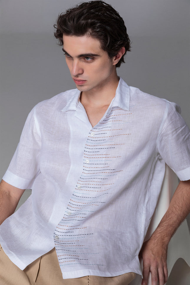 Ingram - Multicolor hand stitch detailing camp shirt