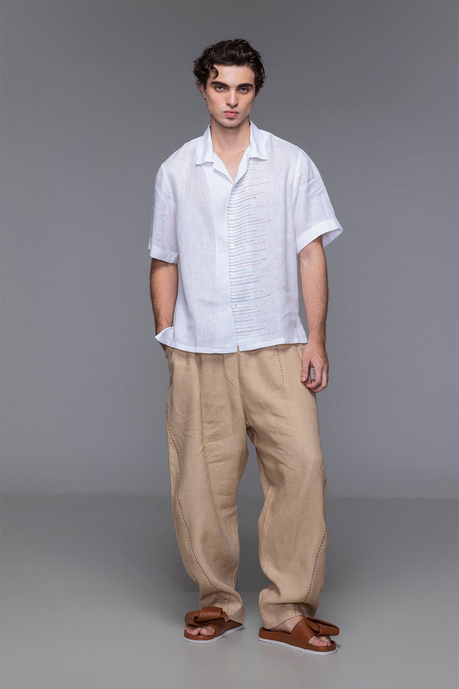 Ingram - Multicolor hand stitch detailing camp shirt
