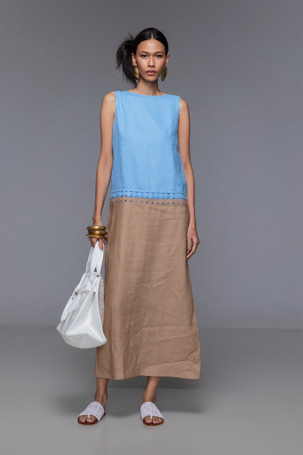 Mistie - Coin Applique Dual Color Shift Dress