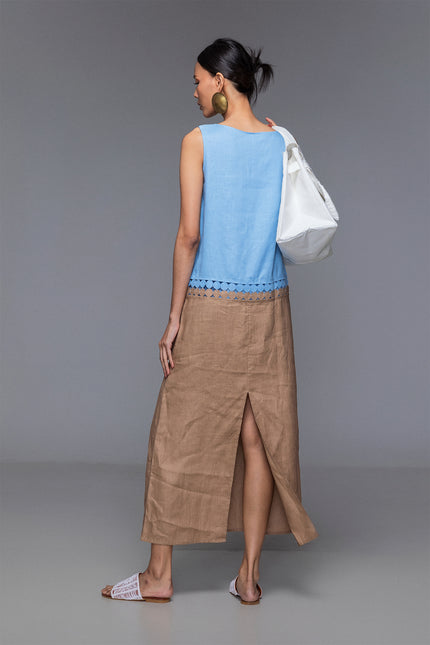 Mistie - Coin Applique Dual Color Shift Dress
