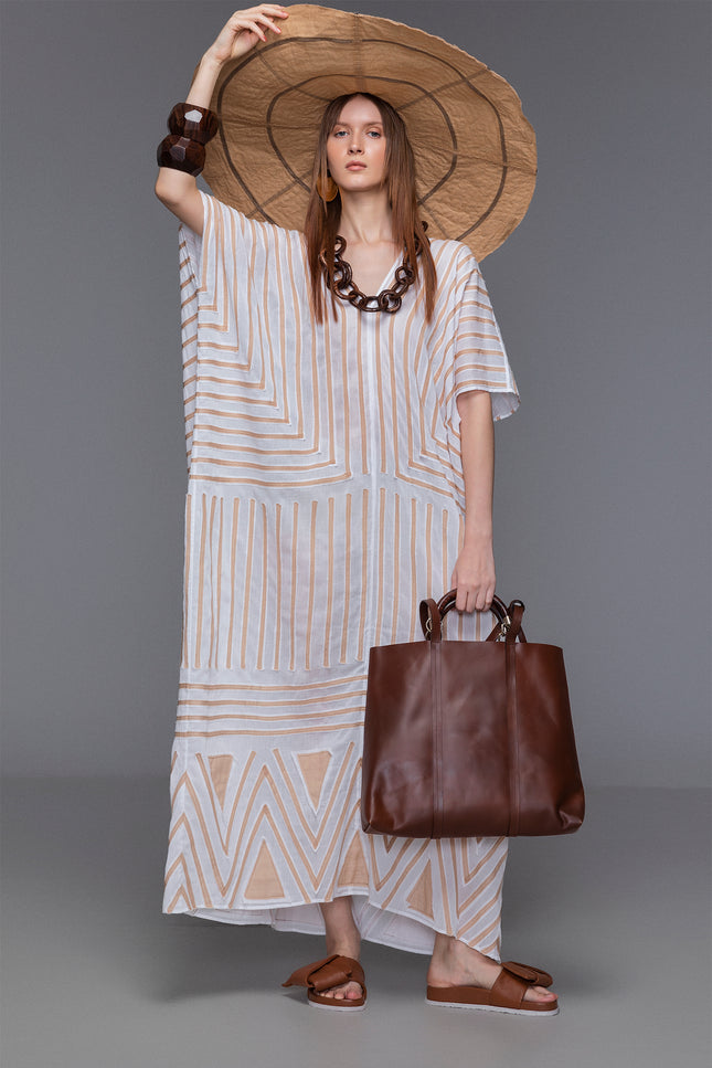 Malaika - Stripes Triangle Geometric Long Kaftan