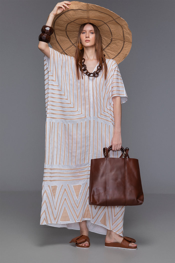 Malaika - Stripes triangle geometric long kaftan