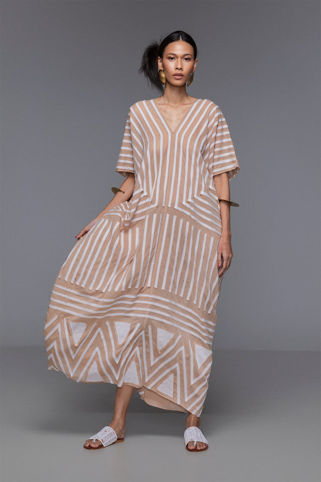Malaika - Stripes Triangle Geometric Long Kaftan