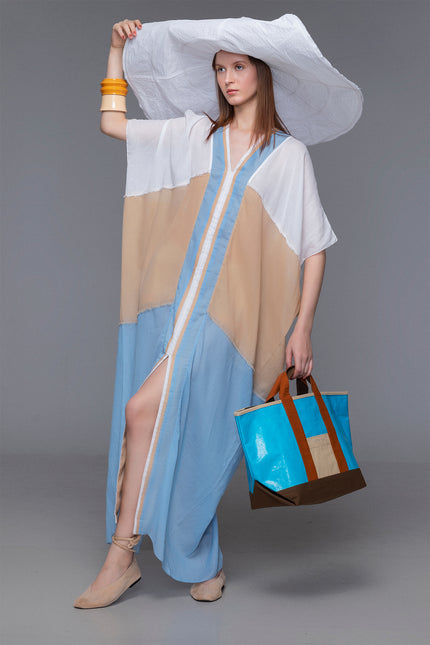 Luella - Multicolor Kaftan with Handcrafted Buffalo Bone Embellishment