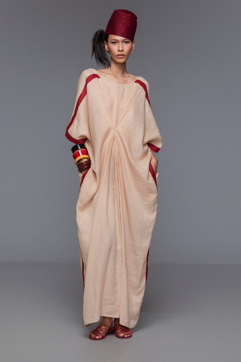 Magna - Contrast stitches draped kaftan