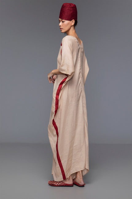 Magna - Contrast Stitches Draped Kaftan
