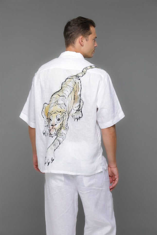 Nereus - Watercolor Tiger Embroidery Shirt