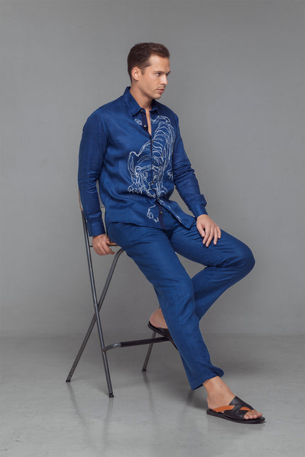 Morris - Tiger Embroidery Long Sleeve Shirt