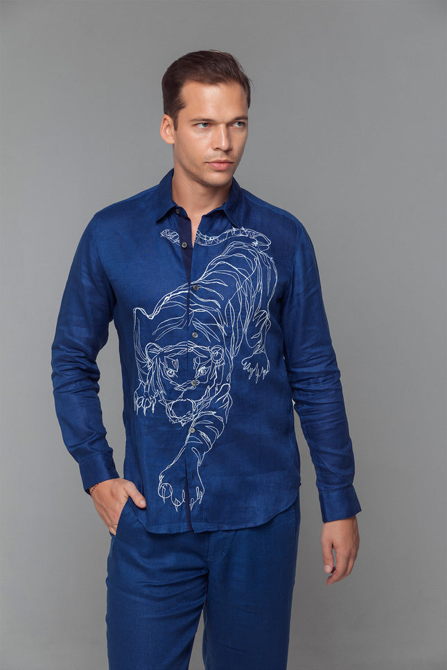 Morris - Tiger Embroidery Long Sleeve Shirt