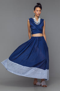 Mirri - Contrast Stripe Applique Border Drawstring Skirt