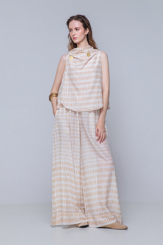 Mette - Elasticated Waist Voluminous Leg Pants