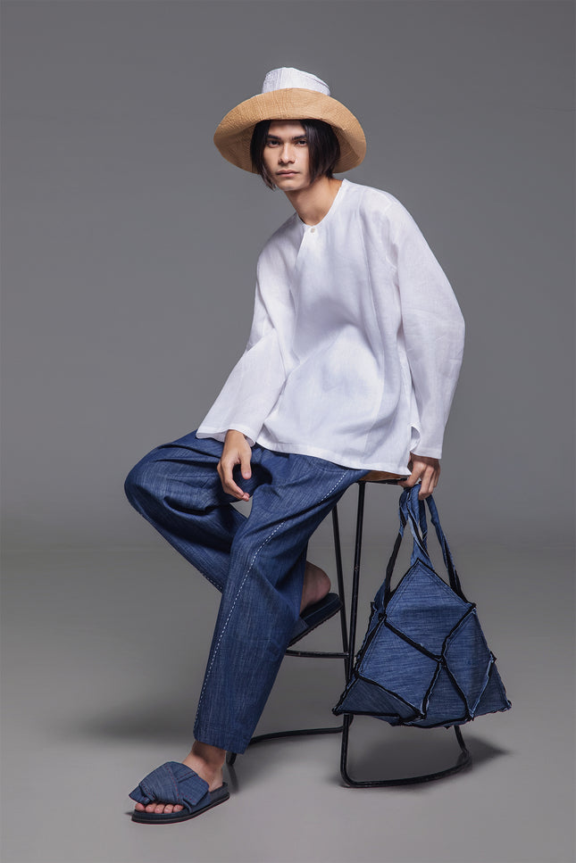 Noel - Hand Stitch Detailed Balloon Denim Pants