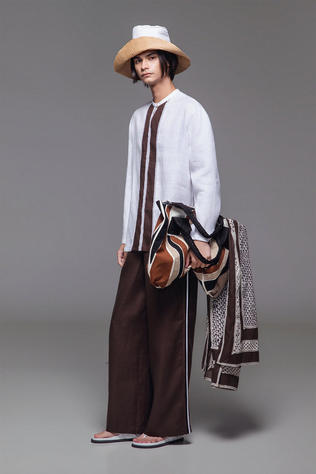 Napoleon - Ribbon Detailed Contrast Side Strap Wide Pants