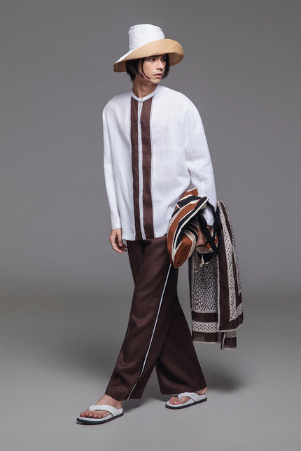 Napoleon - Ribbon Detailed Contrast Side Strap Wide Pants