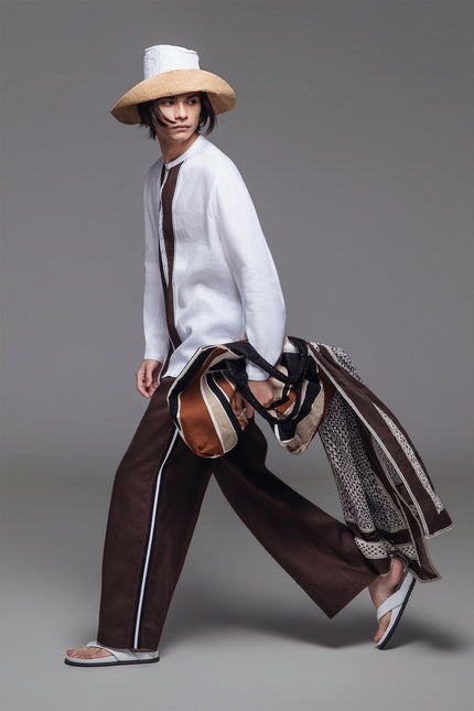Napoleon - Ribbon Detailed Contrast Side Strap Wide Pants