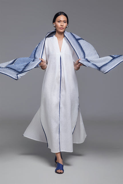 Odis - Contrast Binding V Neck Kaftan