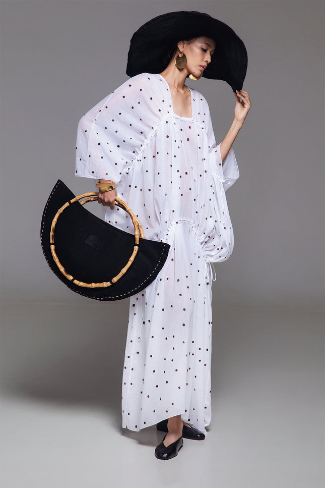 Olivine - Pois Print Square Neck Kaftan