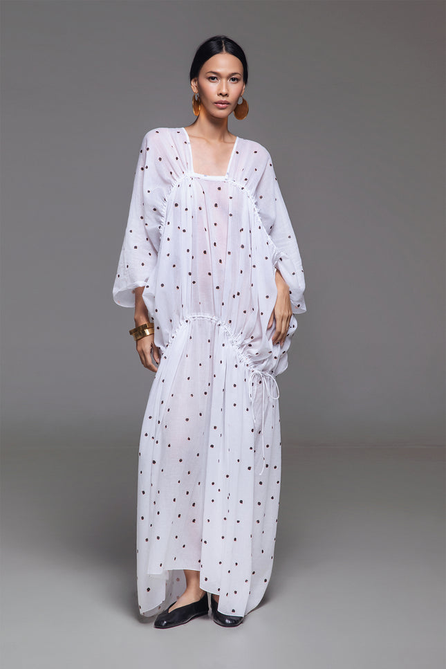 Olivine - Pois Print Square Neck Kaftan
