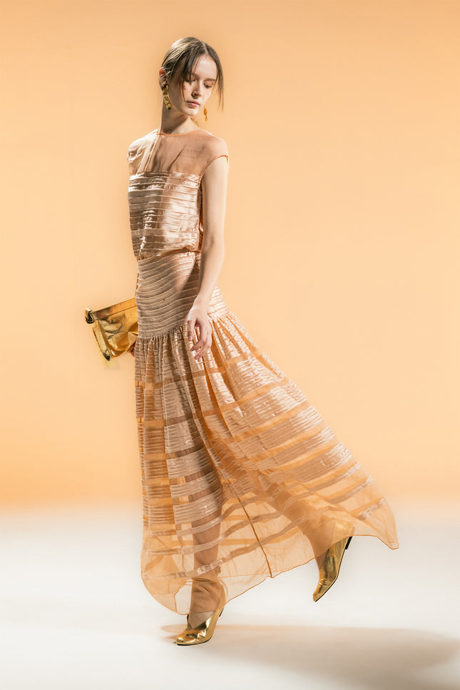 Nonee - Silk Appliqué Fit and Flare Skirt