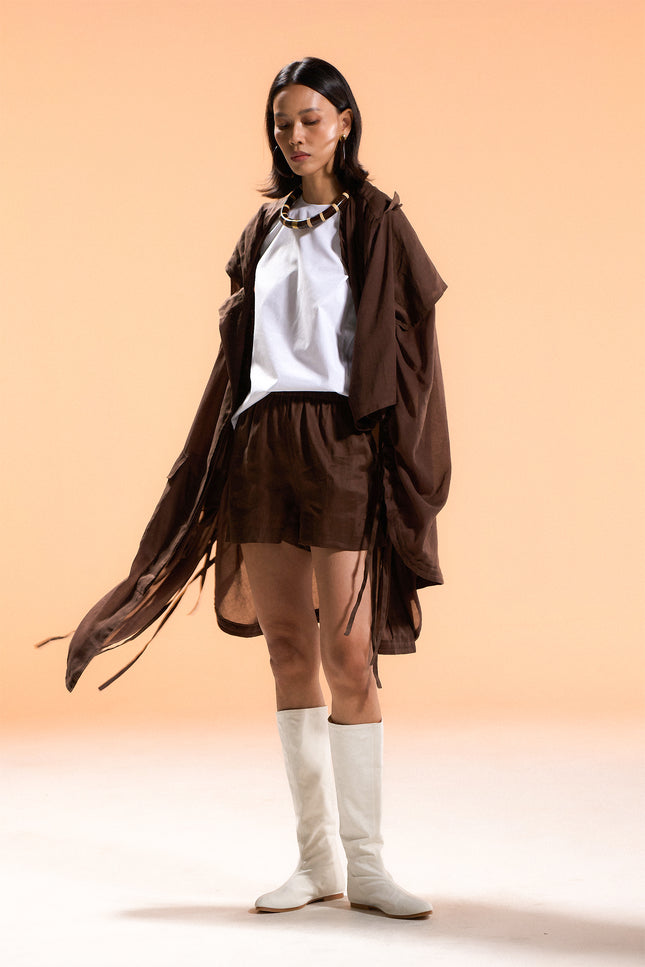 Nayeli - Drawstring Detail Hooded Oversized Poncho