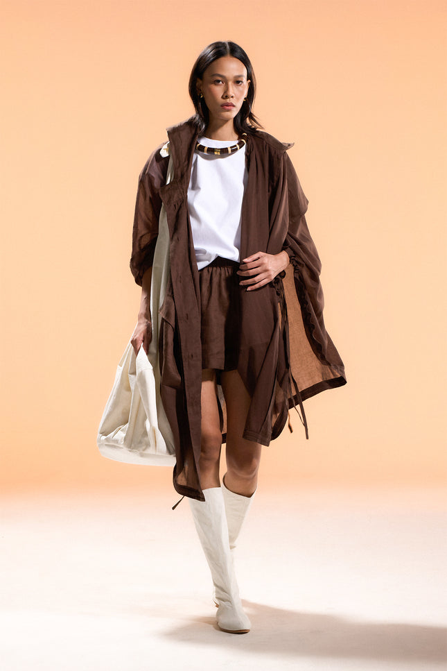 Nayeli - Drawstring Detail Hooded Oversized Poncho