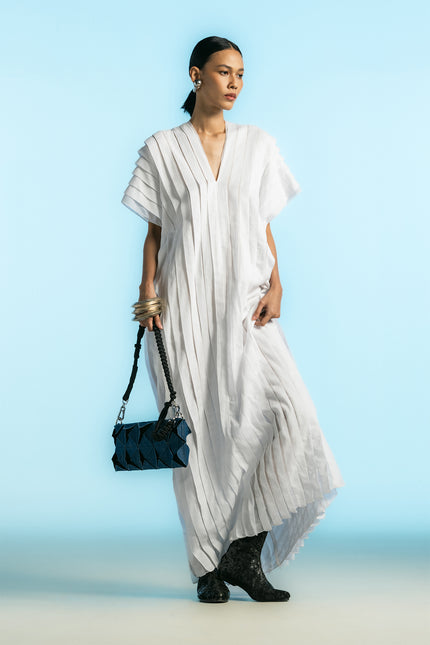Naria - Full Pleated V Neck Kaftan