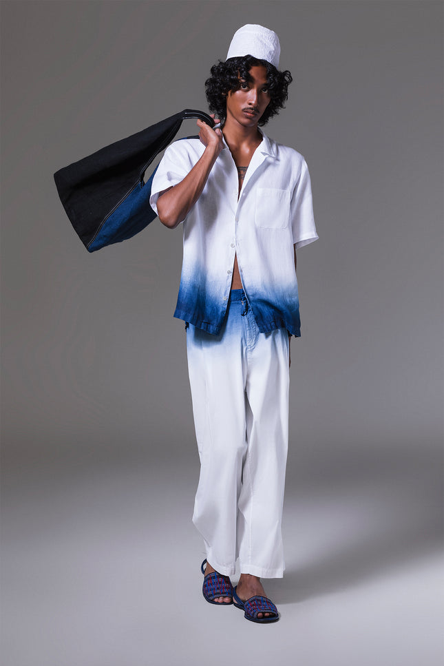 Melasio - Waist Indigo Dip Dyed Tomboy Pants.