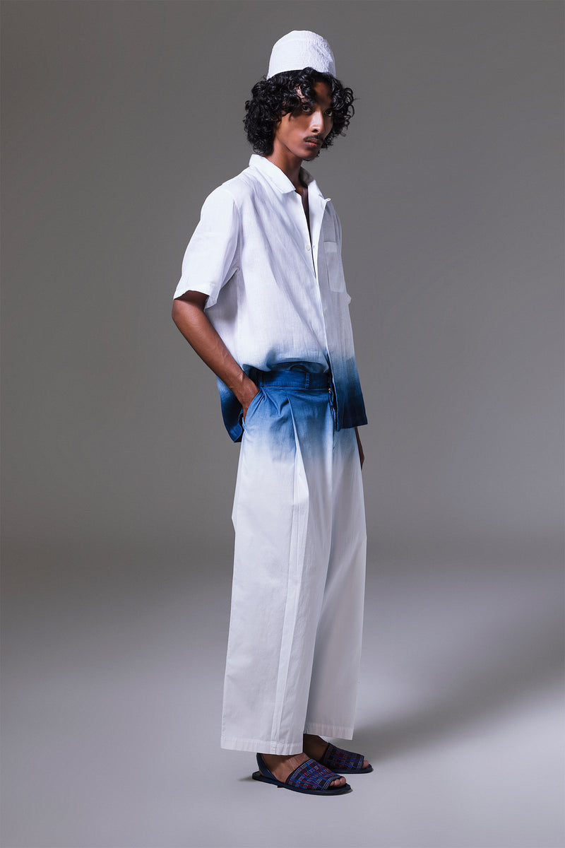 Melasio - Waist indigo dip dyed tomboy pants.