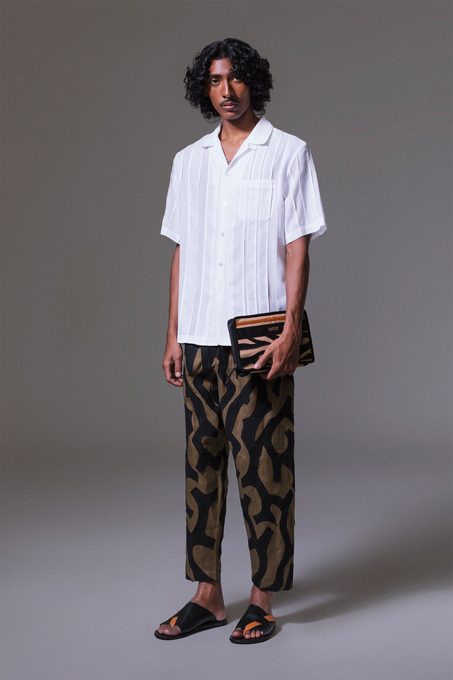 Lorn - Cotton and linen patchwork camp shirt