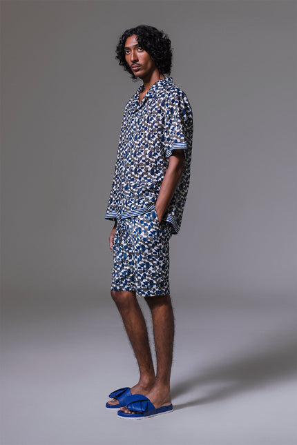 Haslett - Reversible Techno Blockprint Bermuda