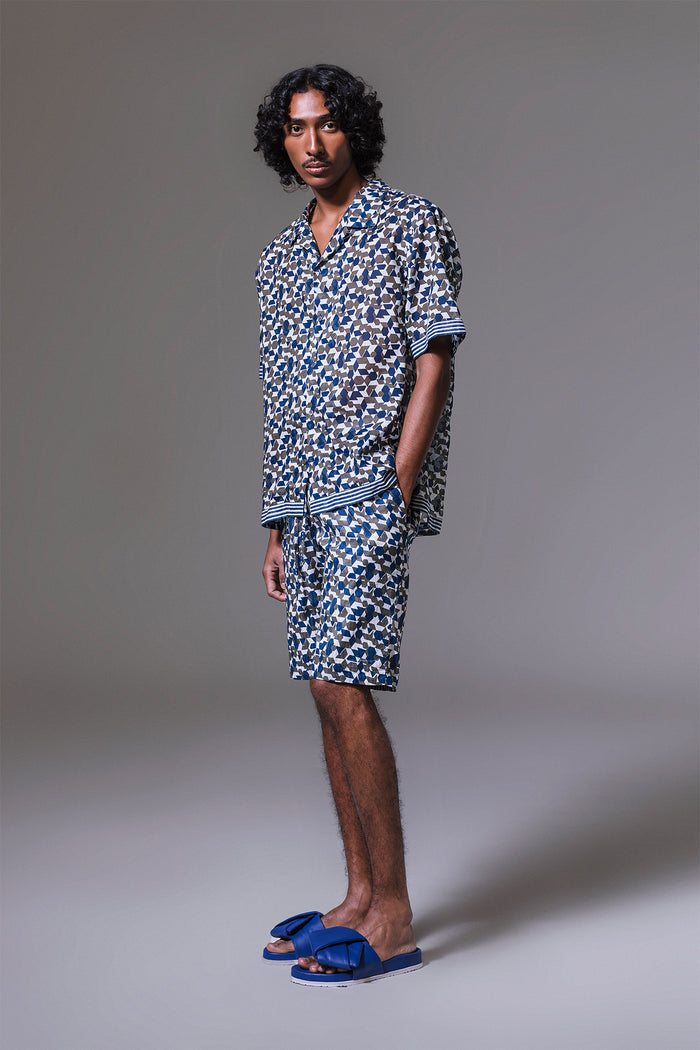 Hector - Techno motive print short sleeve shirt