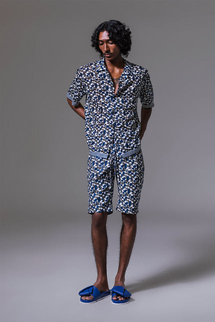 Haslett - Reversible Techno Blockprint Bermuda