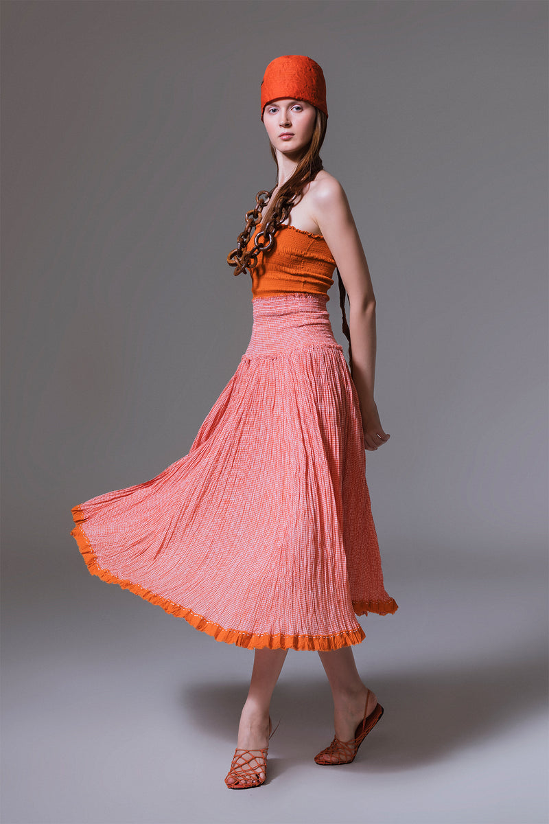 Daea - Versatile yarn dyed striped maxi crinkled skirt