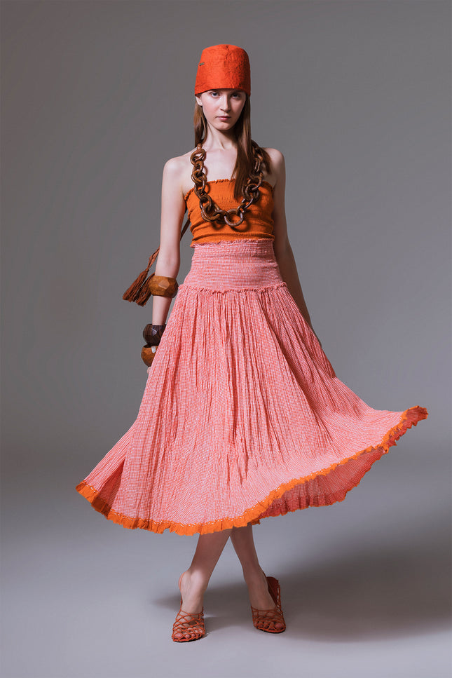 Daea - Versatile Yarn Dyed Striped Maxi Crinkled Skirt
