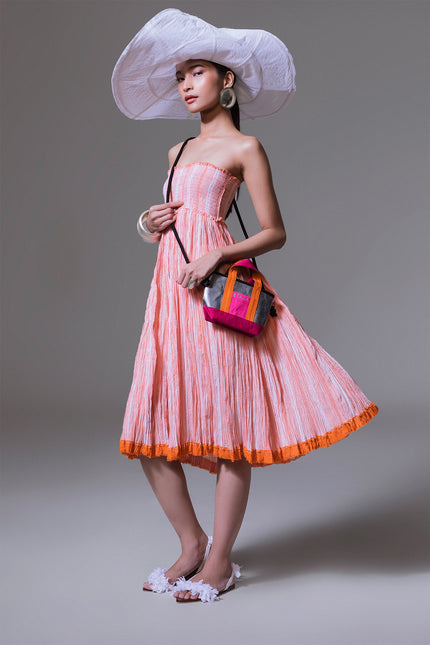 Daea - Versatile Yarn Dyed Striped Maxi Crinkled Skirt