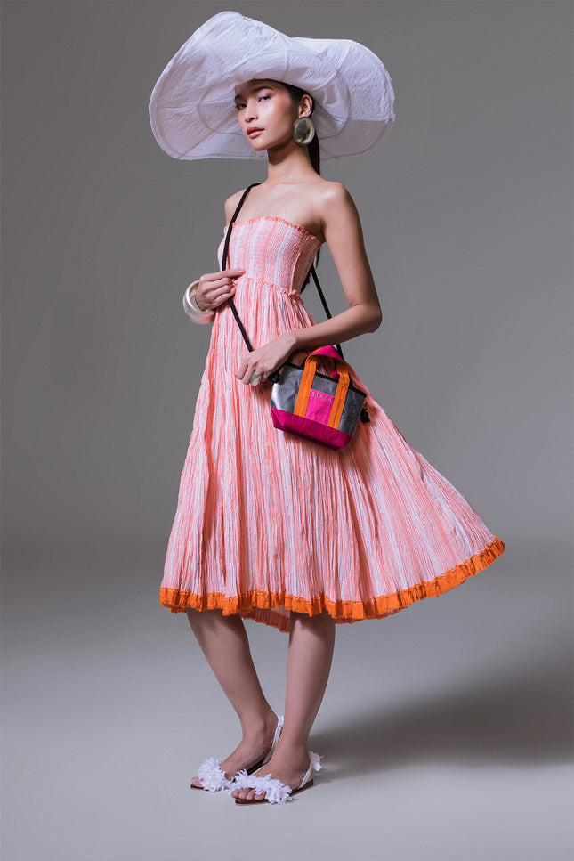 Daea - Versatile Yarn Dyed Striped Maxi Crinkled Skirt