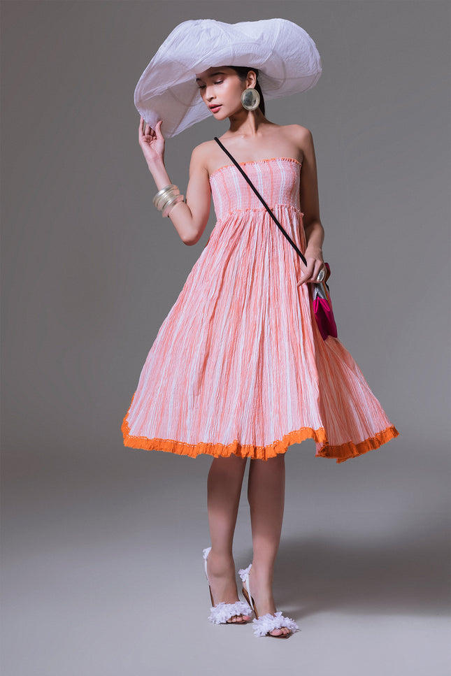 Daea - Versatile Yarn Dyed Striped Maxi Crinkled Skirt