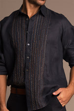 Brady - Multicolor hand stitch detailing long sleeve shirt