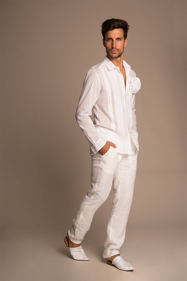 Atiif - Slim fit linen long pants