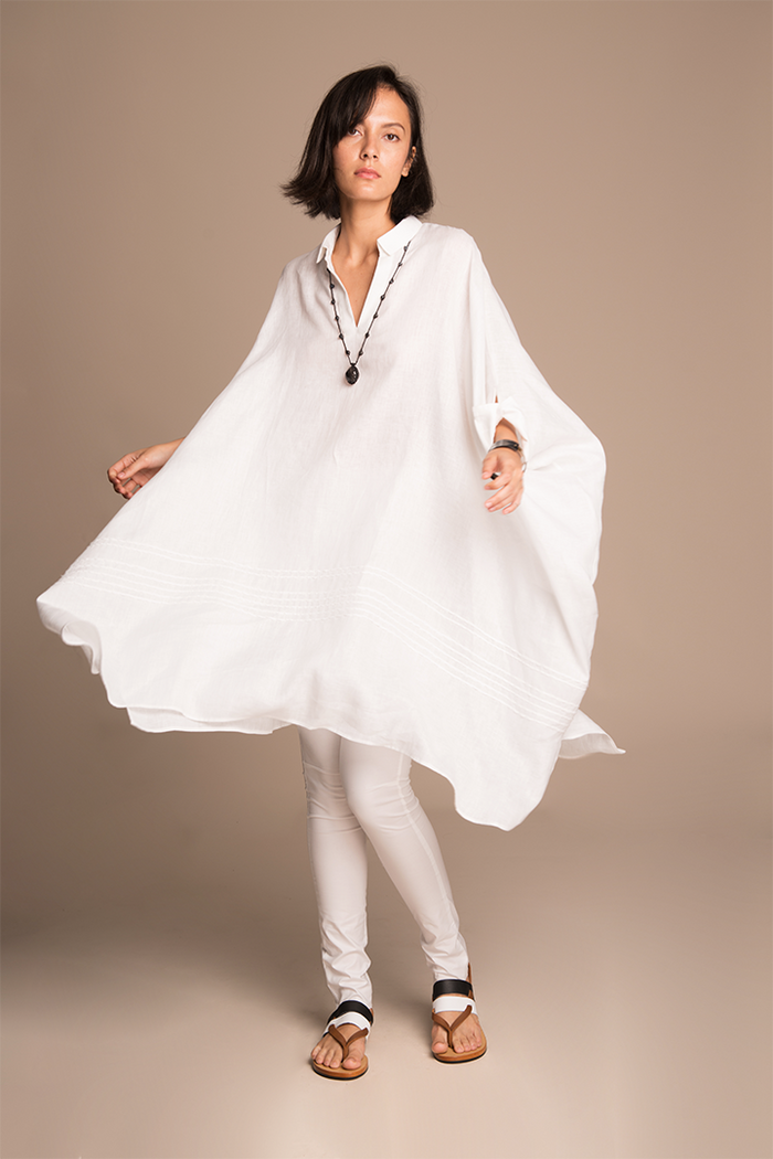 Aleta - Oversized tunic kaftan with handstiched details