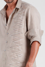 Feliandro - Classic Linen shirt with zigzag stitching