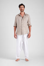 Feliandro - Classic Linen shirt with zigzag stitching