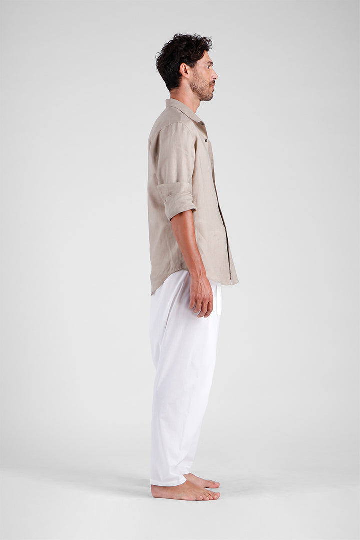 Feliandro - Classic Linen shirt with zigzag stitching