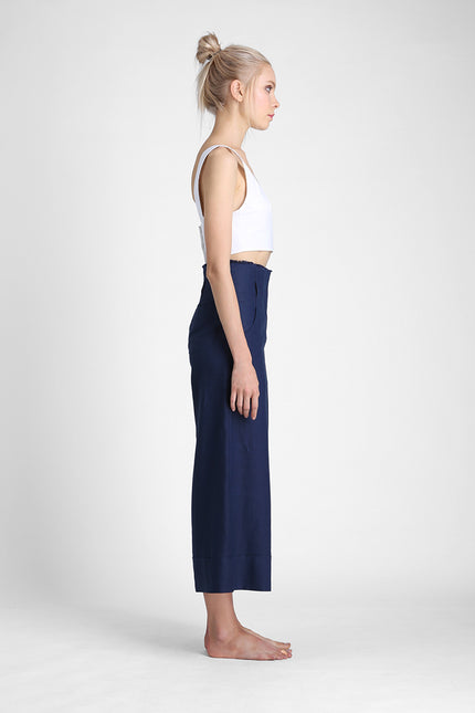 Aita - Wide Legged Pants with Raw Edge Waist Finish Accent