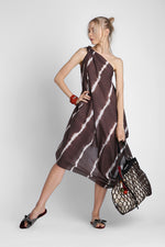 Edma - Tie & Dye one shoulder knot dress